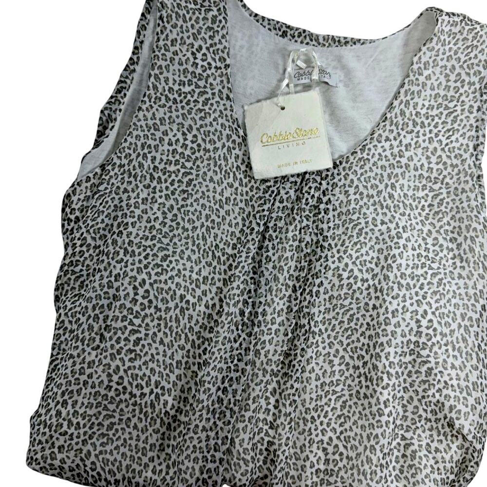 Cobblestone Living MED 100% Silk Animal Print Sleeveless Blouse Top Italy Lux